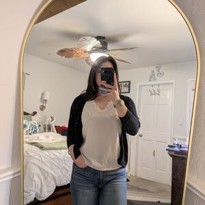August Silk Black Cardigan Sweater